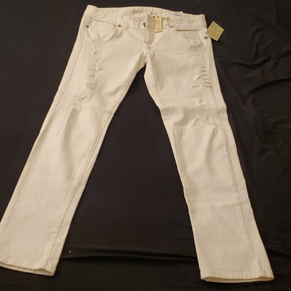 Guess distressed skinny white jeans